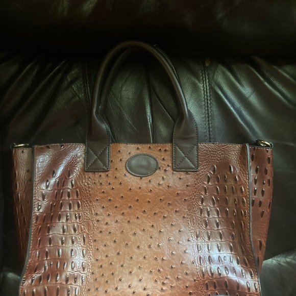 Cracker Barrel Bags Vegan Brown Ostrich Leather Purse Poshmark